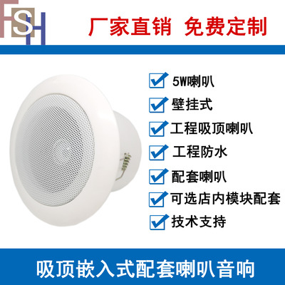5W消防吸顶音箱天花吊顶公共广播工程明装喇叭嵌入式音响LL55